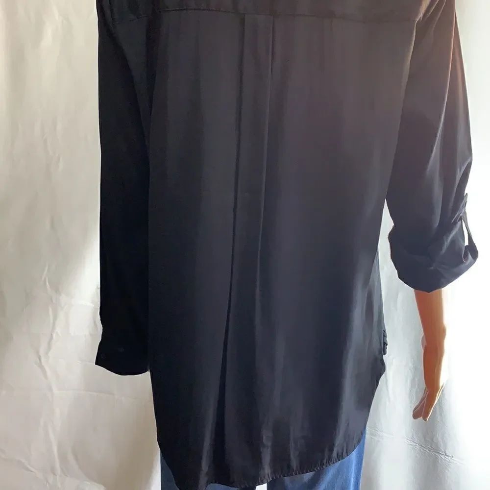 Express Button Front 2 Pocket Long Sleeve Blouse - Picture 8 of 9